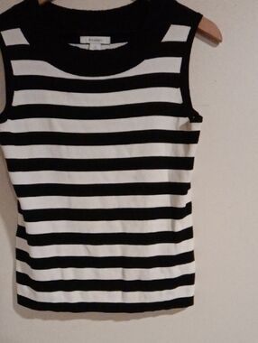 dressbarn Black and White Striped Sleeveless Top